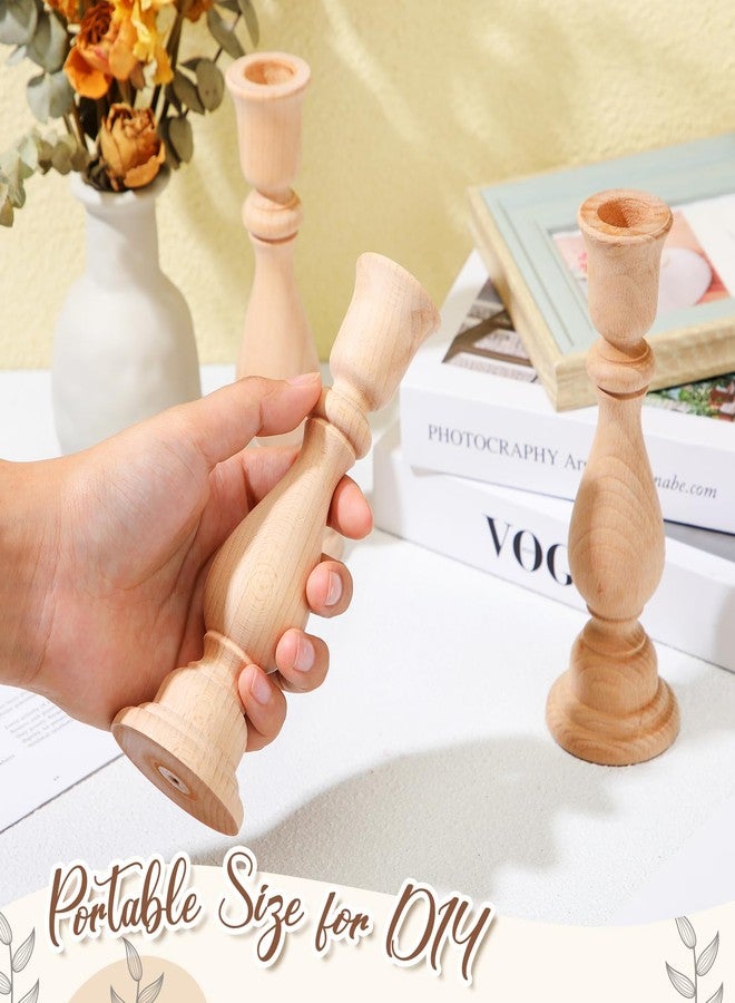 Nitial 12 Pcs Unfinished Classic Wood Candle Holders Small Wooden Candlesticks Unfinished Candlestick Holders for Crafts DIY Xmas Christmas Gift Decoration (6 Inch) - Image 2